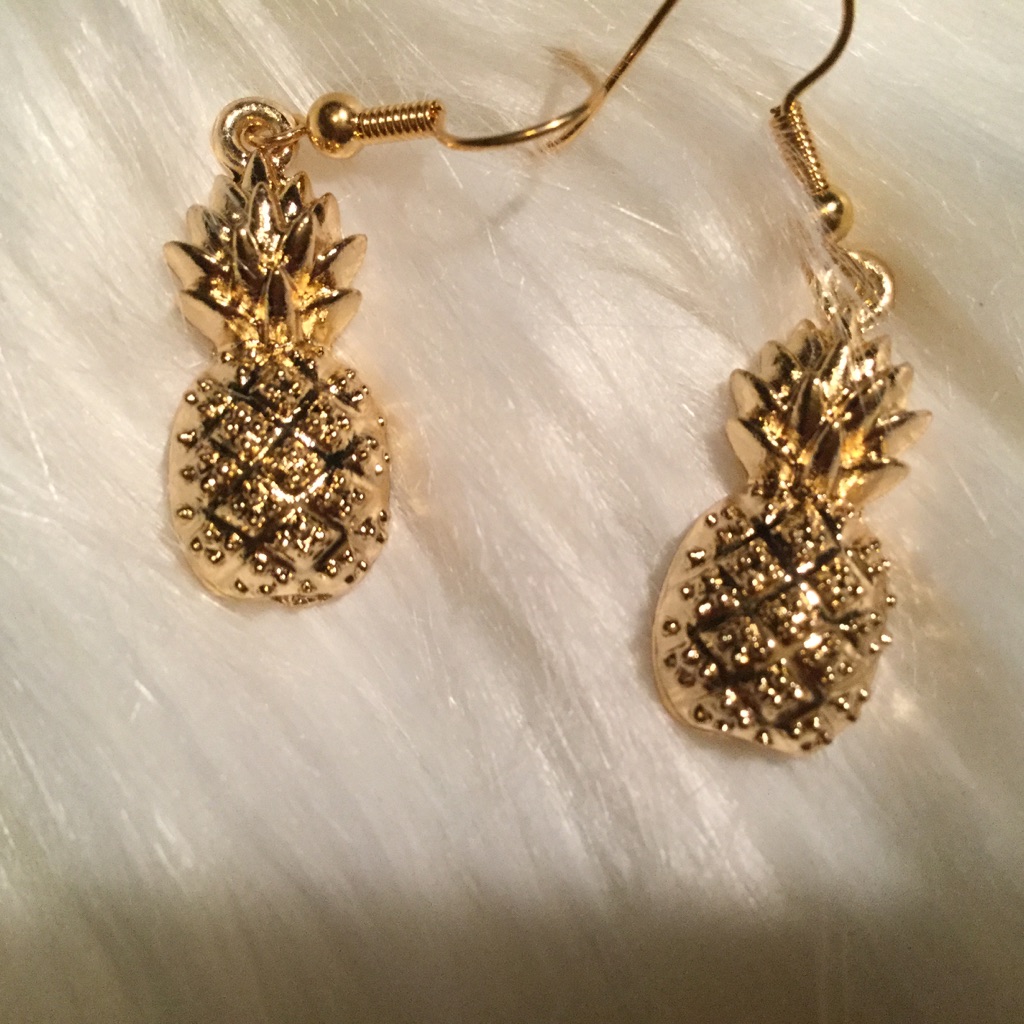 Gold Tone Pineapple Earrings